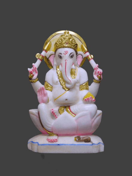 Ganesh Ji Makrana White Marble Statue