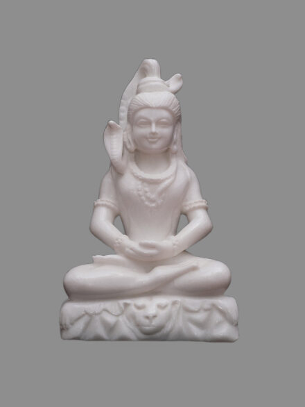 Shiv Ji White Marble Statue in Sitting Pose