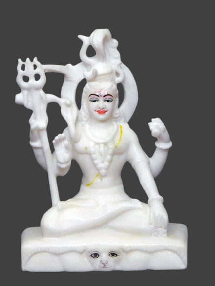 Shiv Ji Samadhi Swaroop 4 Hands Marble Statue