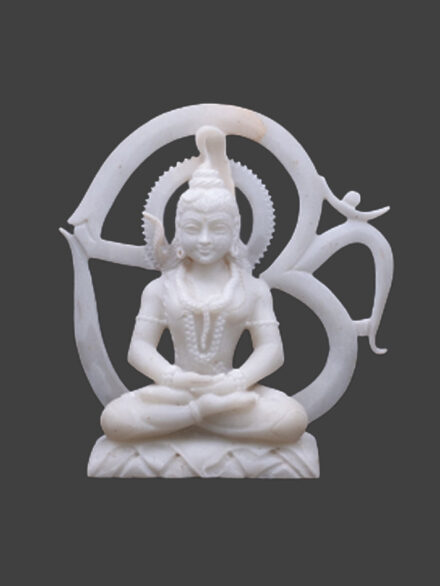 Marble Shiv Ji Statue Sitting with Om