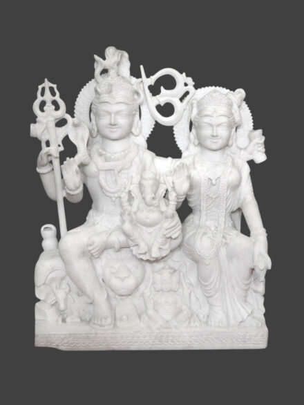 Handcrafted Shiv Parivar Gaurishankar Marble Murti